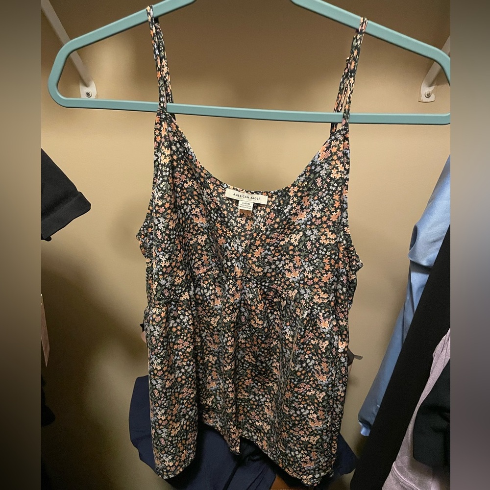 American Eagle Outfitters Brown and Tan Floral Camisole